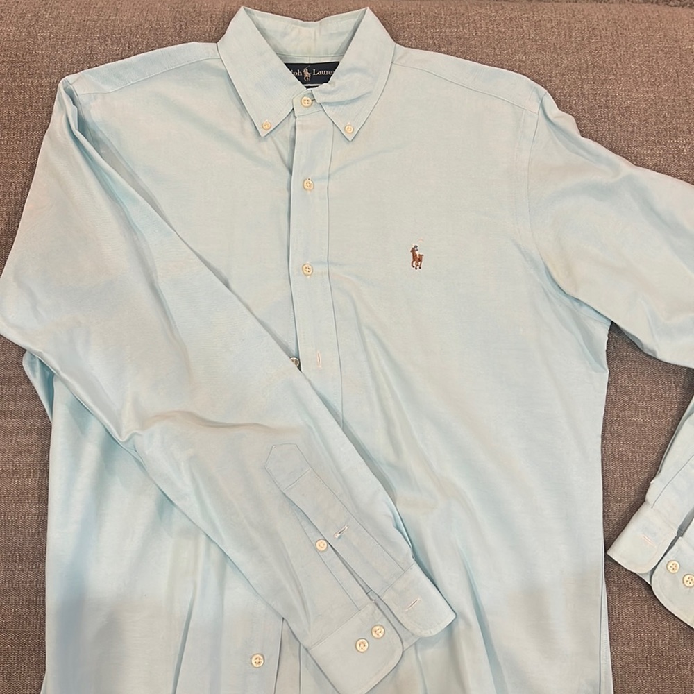 Ralph Lauren Aqua Button Down Shirt, 15.5